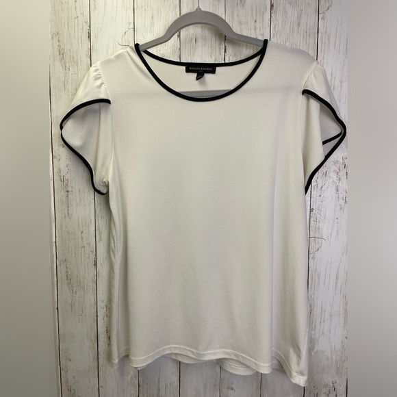 Banana Republic White Short Sleeve Blouse Size Large - Picture 1 of 6